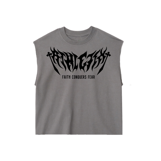 Faith Conquers Fear Sleeveless Cropped Tee
